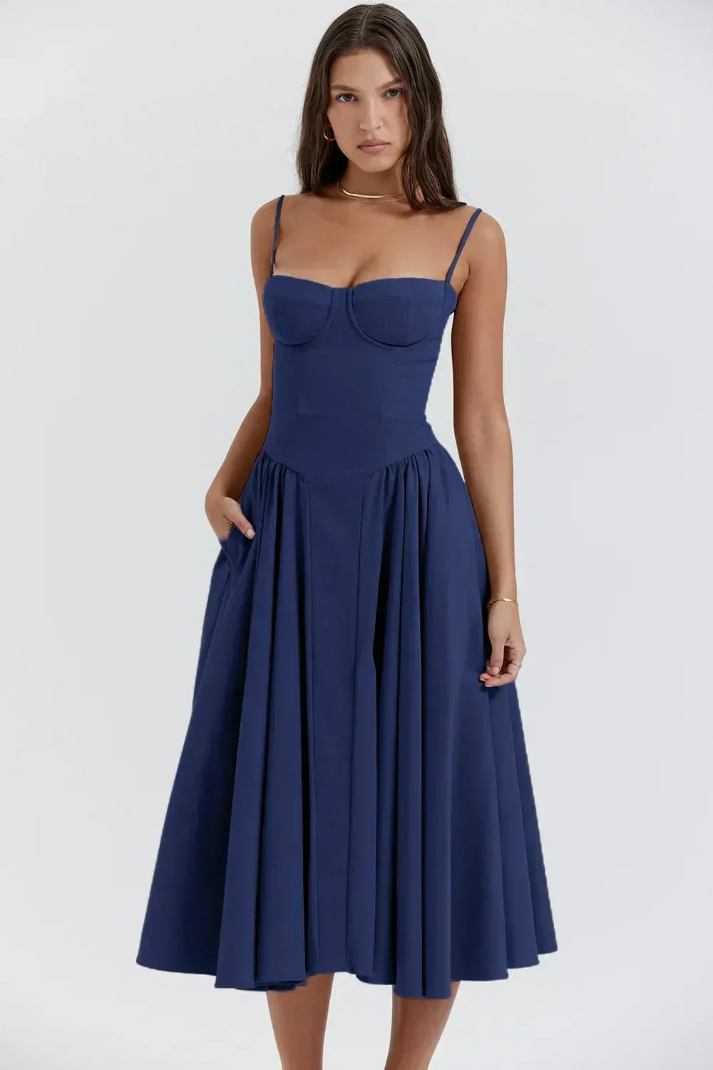Sigrid | Kjole bustier uten ermer lengde midi