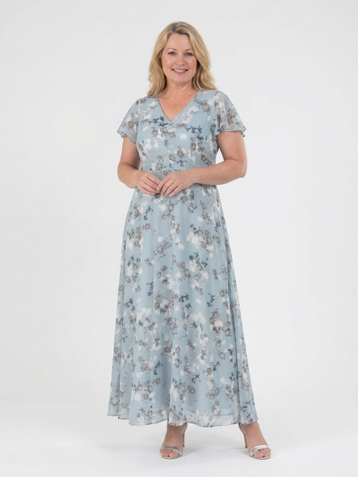 Noémie | Kjole Maxi i Chiffon Blomstret