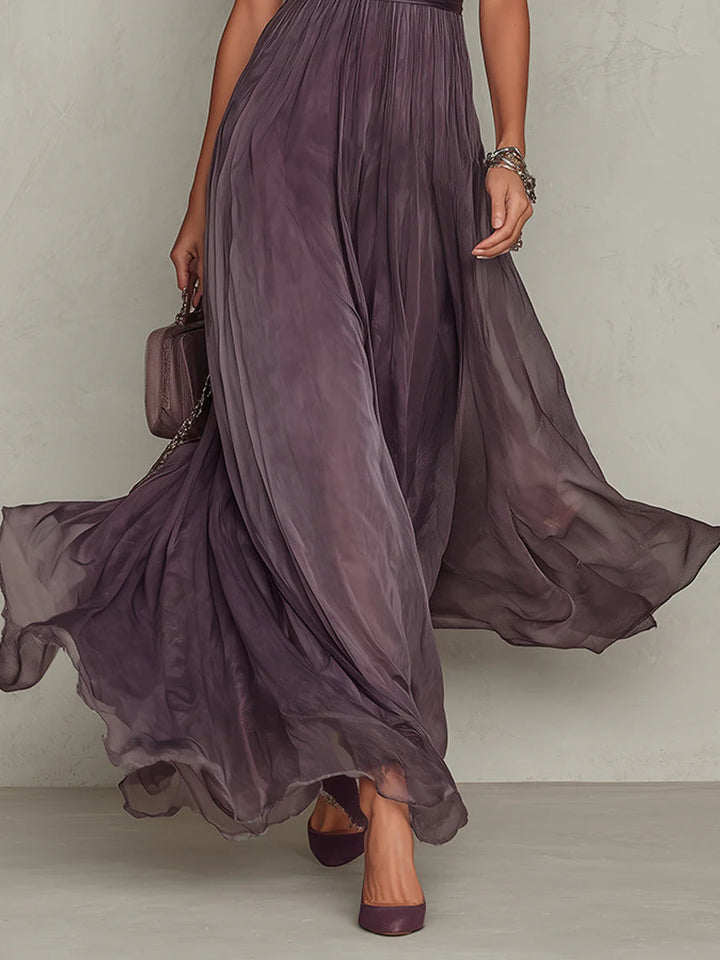 Flavia | Kjole Lang Elegant Violeta Hals Gota Blonder