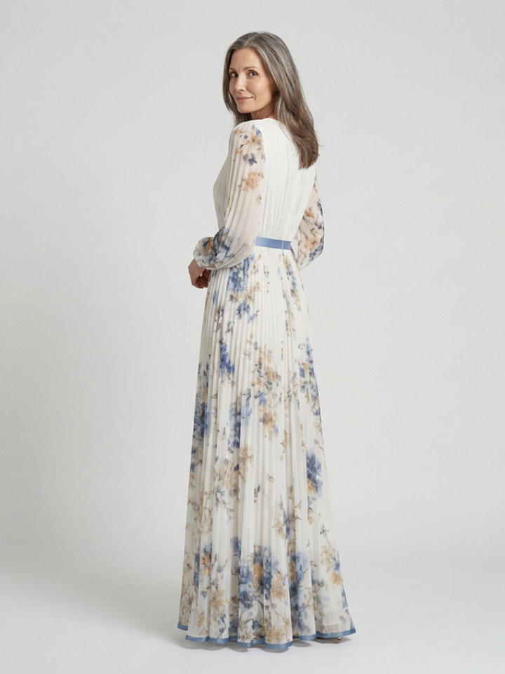 Anaïs | Kjole Maxi Blomstret med Ermer Lange
