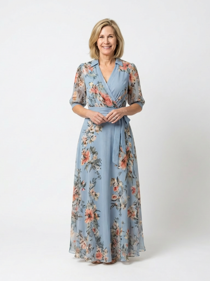 Laure | Kjole Maxi Blomstret Envolvente