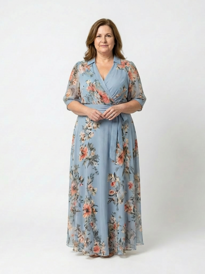 Laure | Kjole Maxi Blomstret Envolvente